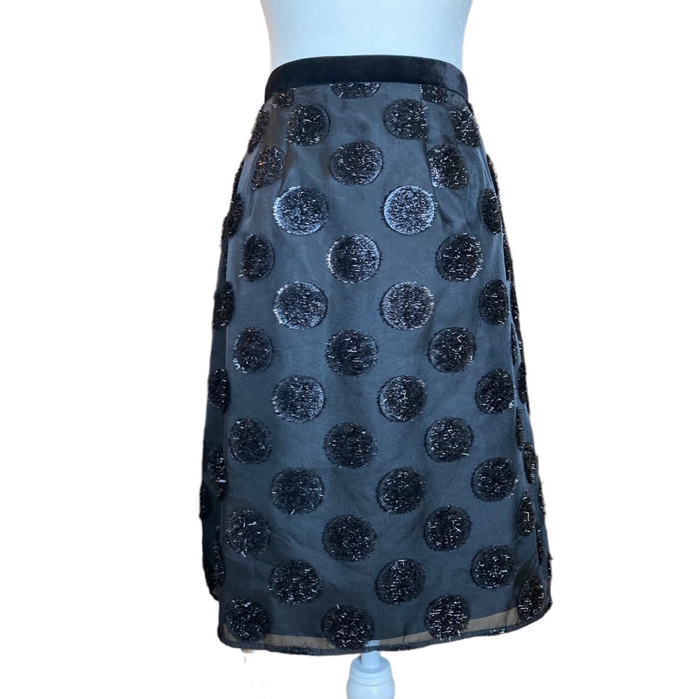 NWT RSVP by Talbots black A-line midi skirt with textured polka dots, Sz 4 - Picture 13 of 14